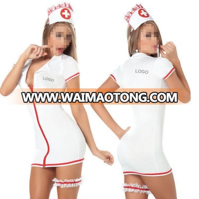 European and American girls women temptation suit zipper lingerie sexy nurses night Uniform